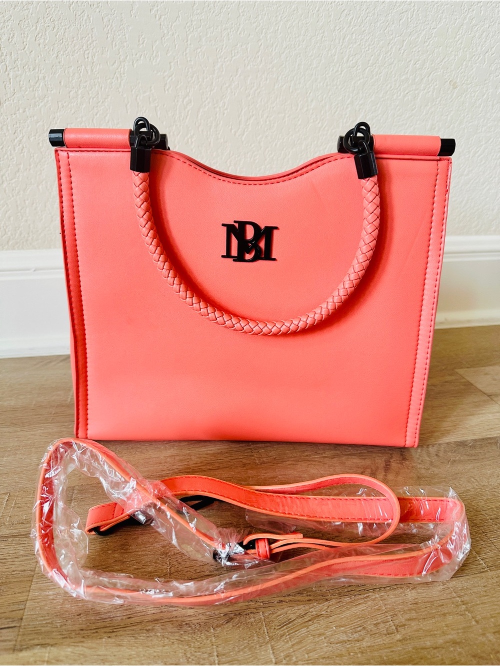Badgley Mischka Coral  Braided-Handle Structured Top Handle & Crossbody Satchel